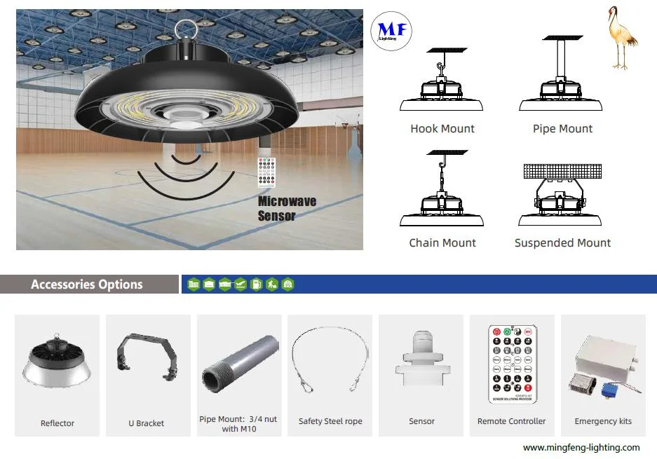 Highbay Light Warehouse Light UFO Lights Fixture 100W 150W 200W 150lm/W IP66 Factory Price High Bay Light