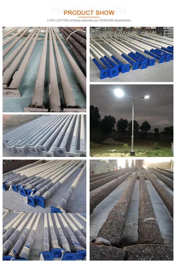 Single/Double Arm Galvanized Post Solar Street Light Pole