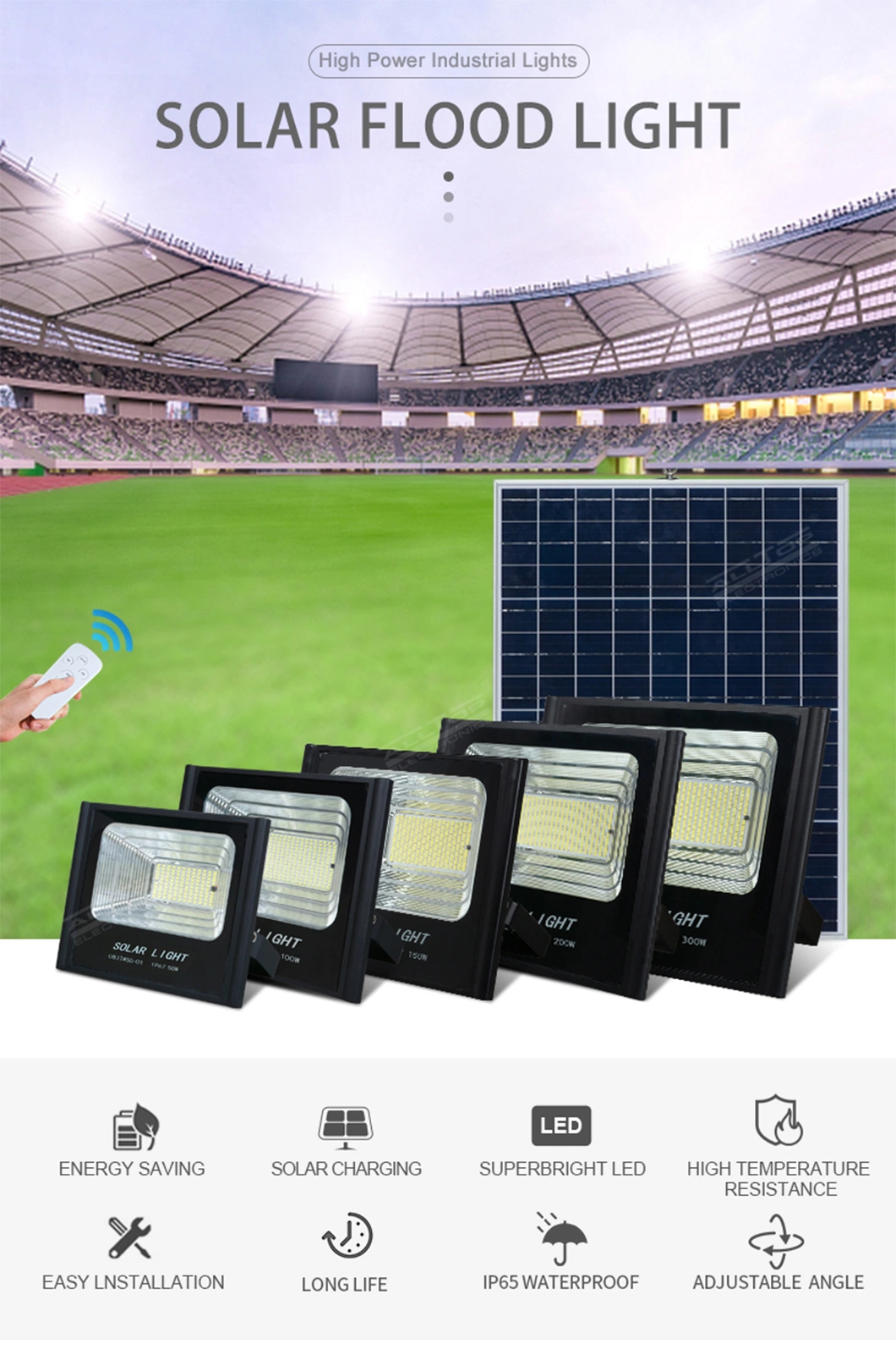 Alltop High Brightness Outdoor Waterproof IP67 Flood Light 50W 100W 150W 200W Solar LED Highmast Light Solar Flood Light