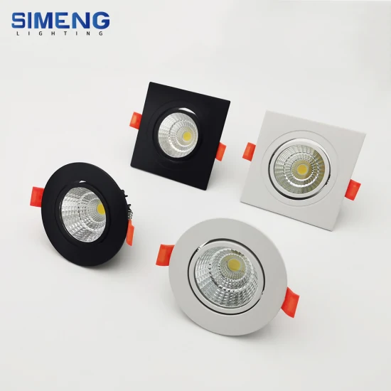 Faretto da incasso a soffitto COB da incasso a soffitto da 55 mm con taglio intelligente per bagno, camera da letto, quadrato, rotondo, LED, illuminazione commerciale per interni, faretto da incasso